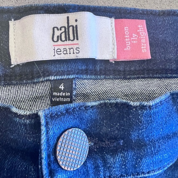 CAbi Button-Fly straight dark wash jeans Sz 4 Style 4327 - Picture 3 of 12